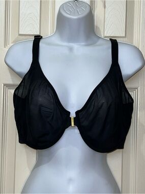 Delimira Womens Front Closure Underwire Full Coverage Bra Black 38F (3D) Posture